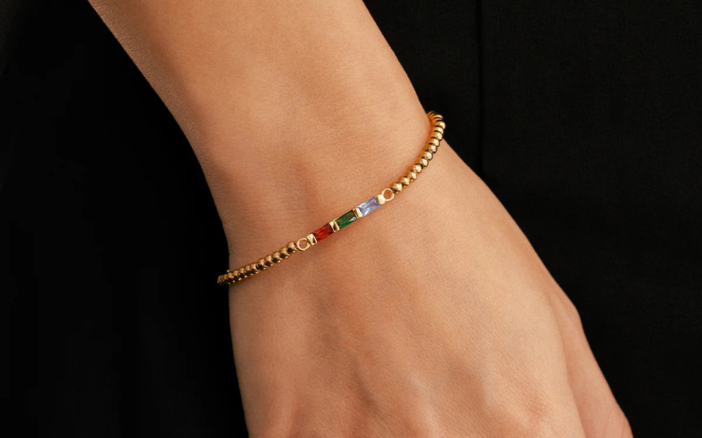 Personalized Baguette Birthstone Beaded Bracelet